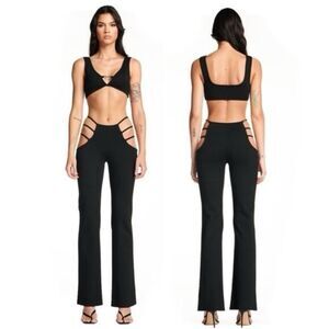 NWT ZAFUL "Maddy Euphoria" Black Flare Pants - Size Medium
